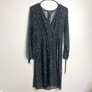 Wild Fable Star Printed Wrap Midi Dress Long Sleeve Medium Womens